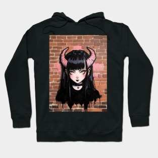 Kawaii Aesthetic  Satanic Anime Goth Girl Graffiti Art Style Hoodie